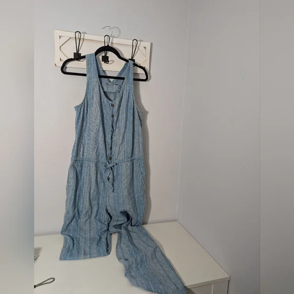 Prana Wayfarers striped hemp blend romper sz L - Picture 2 of 9